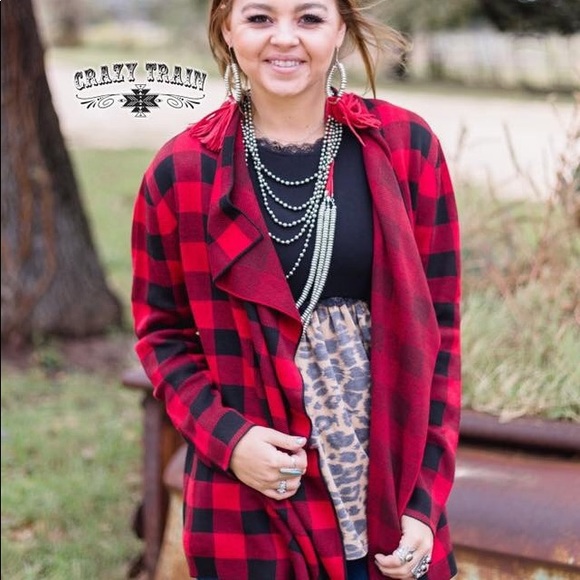 Crazy Train Buffalo Plaid Cardigan - Picture 2 of 3